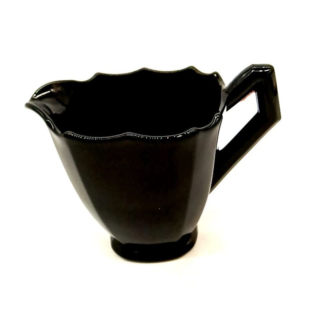 Vintage 1930's Paden City Glass Mrs. B #411 Ebony Black Art Deco Glass Creamer